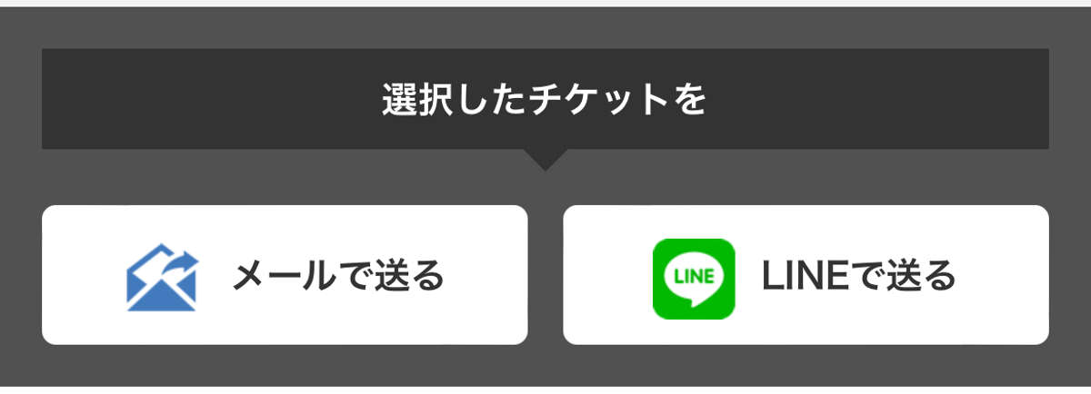 メールで送る。LINEで送る　ボタン